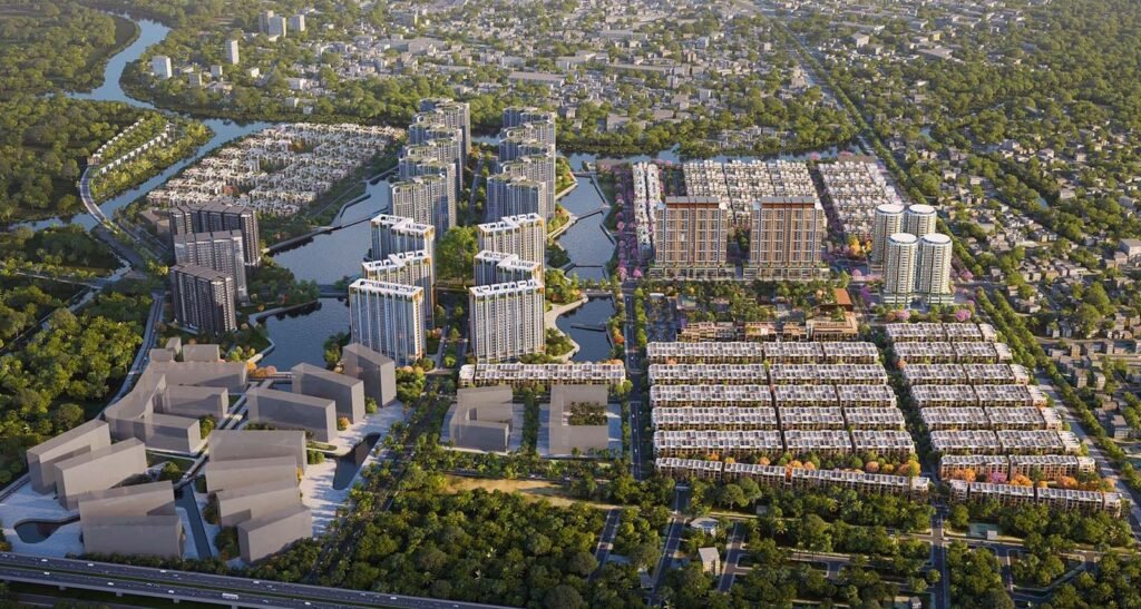 Hình ảnh toàn cảnh dự án The Global City – khu đô thị kiểu mẫu hiện đại do Masterise Homes phát triển năm 2022 tại TP. Thủ Đức, mang đẳng cấp quốc tế.