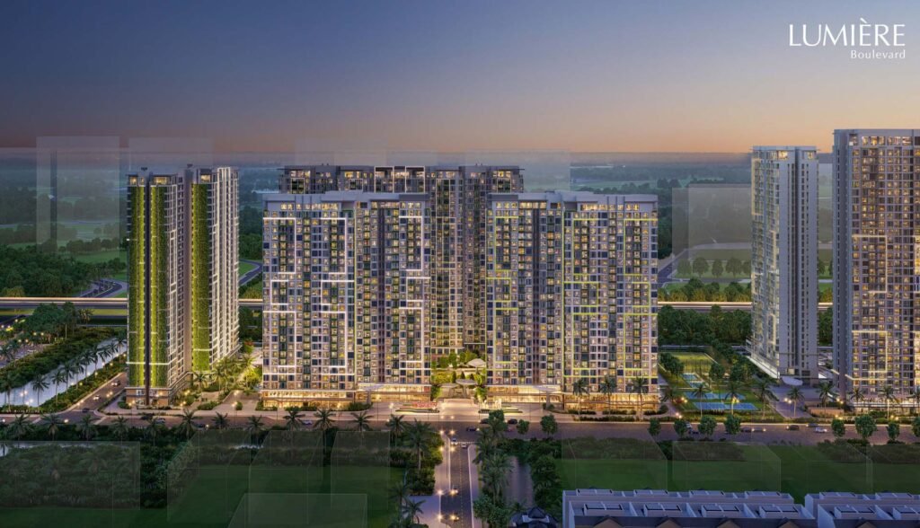 Hình ảnh dự án Lumière Boulevard – khu căn hộ cao cấp tại Vinhomes Grand Park do Masterise Homes phát triển năm 2022, mang phong cách sống xanh chuẩn quốc tế.