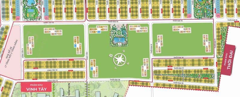 Mặt bằng tổng thể dự án Masteri Era Landmark - Masteri Ocean Park 3 với hệ thống tòa căn hộ, hồ cảnh quan, công viên nội khu và tiện ích cao cấp