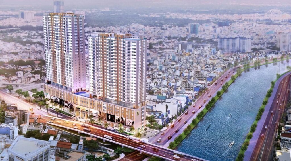 Hình ảnh toàn cảnh dự án Millennium – khu căn hộ hạng sang do Masterise Homes phát triển, tọa lạc tại trung tâm TP.HCM, mang phong cách sống tinh tế và chuẩn quốc tế.