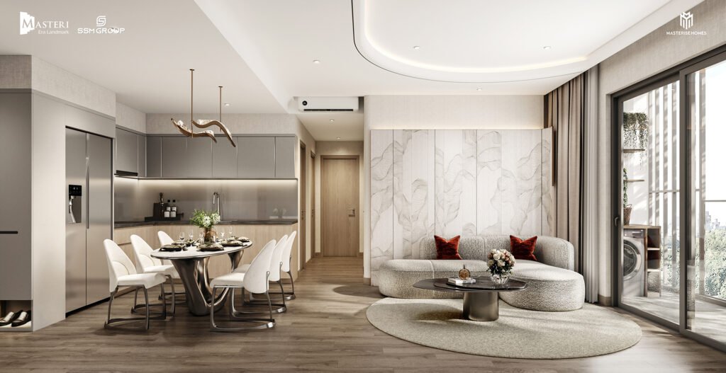 Hình ảnh 3D căn hộ hiện đại, tối ưu không gian sống, nội thất tiện nghi tại Masteri Era Landmark, Ocean Park 3