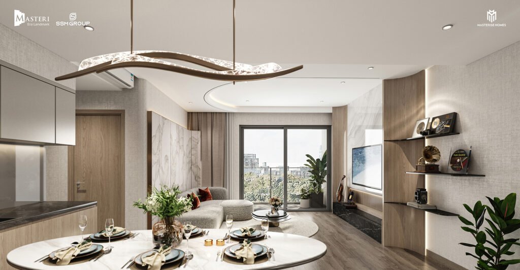 Hình ảnh 3D căn hộ hiện đại, tối ưu không gian sống, nội thất tiện nghi tại Masteri Era Landmark, Ocean Park 3