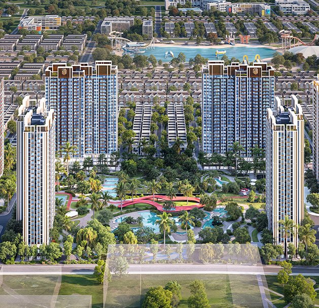 Mặt bằng tổng thể phân khu The Vision, Masteri Era Landmark, Ocean Park 3, hiển thị layout căn hộ, tiện ích và cảnh quan xanh.