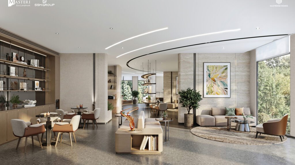 Không gian thư viện yên tĩnh, hiện đại với giá sách đa dạng và khu vực đọc sách tiện nghi tại Masteri Era Landmark, Ocean Park 3